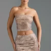 Adaia Embellished Low-Rise Micro Mini Kjolar i Almond Adaia Embellished Low-Rise Micro Mini Kjolar i Almond