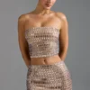 Adaia Embellished Low-Rise Micro Mini Kjolar i Almond Adaia Embellished Low-Rise Micro Mini Kjolar i Almond