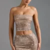 Adaia Embellished Low-Rise Micro Mini Kjolar i Almond Adaia Embellished Low-Rise Micro Mini Kjolar i Almond