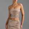 Adaia Embellished Low-Rise Micro Mini Kjolar i Almond Adaia Embellished Low-Rise Micro Mini Kjolar i Almond