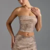 Adaia Embellished Low-Rise Micro Mini Kjolar i Almond Adaia Embellished Low-Rise Micro Mini Kjolar i Almond