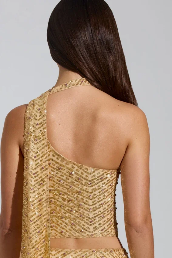 Adhara Embellished Low-Rise A-Line Micro Mini Kjolar i guld Adhara Embellished Low-Rise A-Line Micro Mini Kjolar i guld