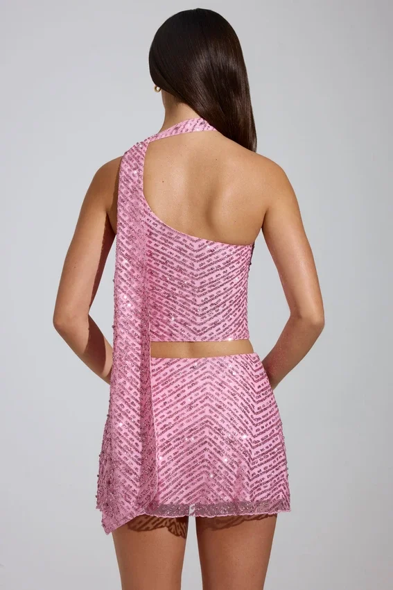 Adhara Embellished Low-Rise A-Line Micro Mini Kjolar i rosa Adhara Embellished Low-Rise A-Line Micro Mini Kjolar i rosa
