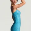 Aellin Embellished Bodycon Miniklänning i Aqua Blue Aellin Embellished Bodycon Miniklänning i Aqua Blue