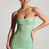 Aellin Embellished Bodycon Miniklänning i Pistachio Aellin Embellished Bodycon Miniklänning i Pistachio