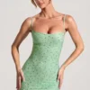 Aellin Embellished Bodycon Miniklänning i Pistachio Aellin Embellished Bodycon Miniklänning i Pistachio
