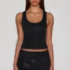 Aine Embellished Jersey Scoop-Neck Racerback Top i svart Aine Embellished Jersey Scoop-Neck Racerback Top i svart