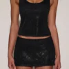 Aine Embellished Jersey Scoop-Neck Racerback Top i svart Aine Embellished Jersey Scoop-Neck Racerback Top i svart