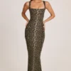 Ainslee Modal Bodycon-midiklänning med fyrkantig halsringning i leopardmönster Ainslee Modal Bodycon-midiklänning med fyrkantig halsringning i leopardmönster