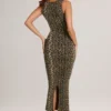 Ainslee Modal Bodycon-midiklänning med fyrkantig halsringning i leopardmönster Ainslee Modal Bodycon-midiklänning med fyrkantig halsringning i leopardmönster