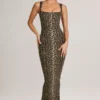 Ainslee Modal Bodycon-midiklänning med fyrkantig halsringning i leopardmönster Ainslee Modal Bodycon-midiklänning med fyrkantig halsringning i leopardmönster