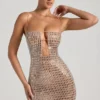 Alanni Embellished Cut-Out Miniklänning i honungsfärg Alanni Embellished Cut-Out Miniklänning i honungsfärg