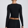 Alia Modal Ruched Long-Sleeve Top i svart Alia Modal Ruched Long-Sleeve Top i svart