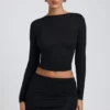 Alia Modal Ruched Long-Sleeve Top i svart Alia Modal Ruched Long-Sleeve Top i svart