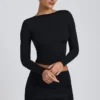 Alia Modal Ruched Long-Sleeve Top i svart Alia Modal Ruched Long-Sleeve Top i svart