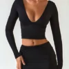 Aliz Modal Twist-Front Mid-Rise Mini Kjol i svart Aliz Modal Twist-Front Mid-Rise Mini Kjol i svart