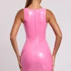 Allani Vinyl Plunge Neck Bodycon Miniklänning i rosa Allani Vinyl Plunge Neck Bodycon Miniklänning i rosa