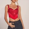 Allure Sweetheart-Neck Lace-Up Corset Top i Rose Red Allure Sweetheart-Neck Lace-Up Corset Top i Rose Red