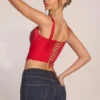 Allure Sweetheart-Neck Lace-Up Corset Top i Rose Red Allure Sweetheart-Neck Lace-Up Corset Top i Rose Red