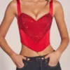 Allure Sweetheart-Neck Lace-Up Corset Top i Rose Red Allure Sweetheart-Neck Lace-Up Corset Top i Rose Red