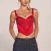 Allure Sweetheart-Neck Lace-Up Corset Top i Rose Red Allure Sweetheart-Neck Lace-Up Corset Top i Rose Red