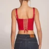 Allure Sweetheart-Neck Lace-Up Corset Top i Rose Red Allure Sweetheart-Neck Lace-Up Corset Top i Rose Red