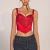 Allure Sweetheart-Neck Lace-Up Corset Top i Rose Red Allure Sweetheart-Neck Lace-Up Corset Top i Rose Red