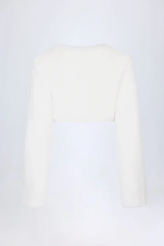 Almerinda kort bolero i fuskpäls, vit Almerinda kort bolero i fuskpäls, vit