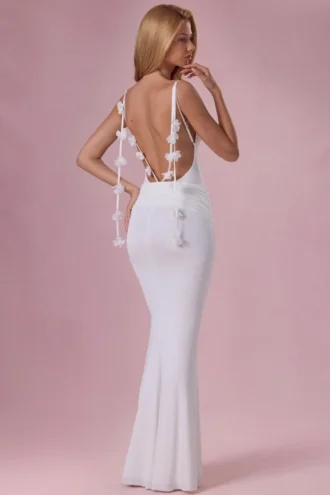 Alora Jersey Draped Gown i vitt Alora Jersey Draped Gown i vitt
