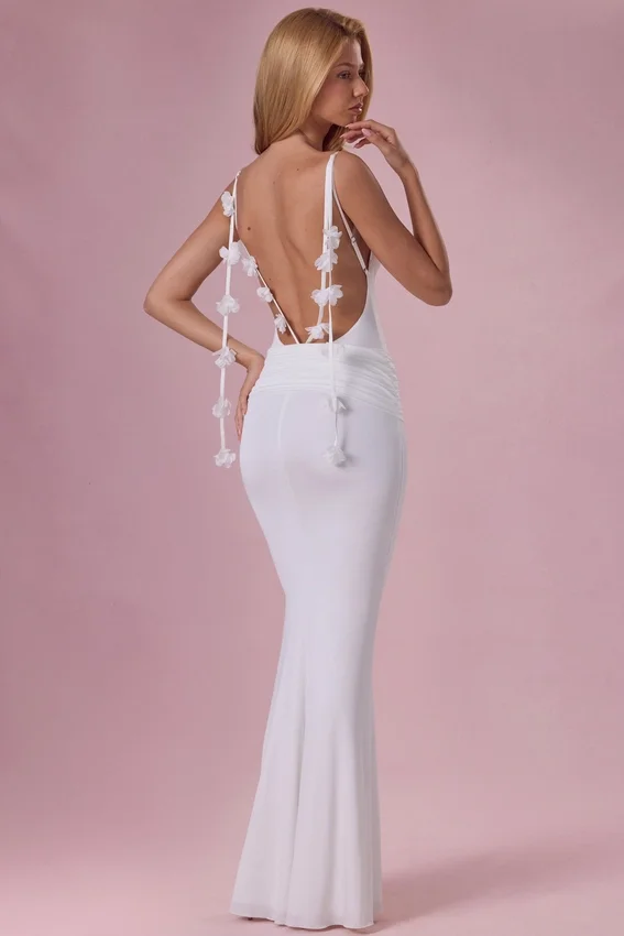 Alora Jersey Draped Gown i vitt Alora Jersey Draped Gown i vitt