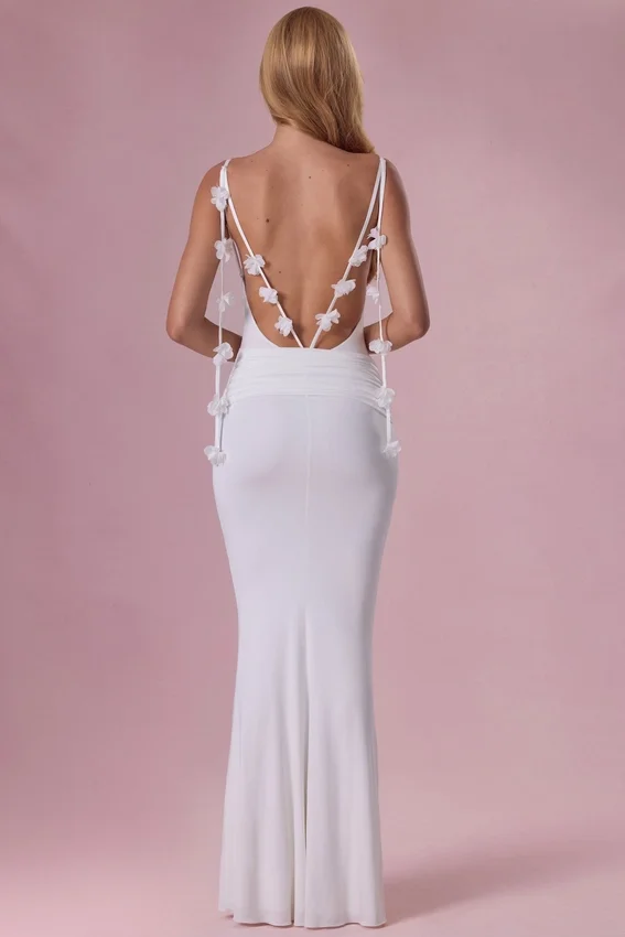 Alora Jersey Draped Gown i vitt Alora Jersey Draped Gown i vitt