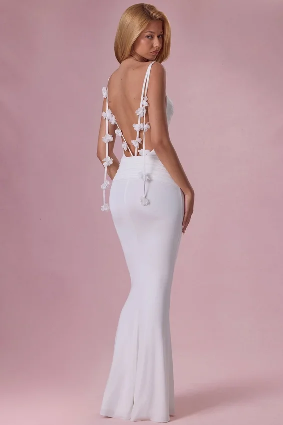 Alora Jersey Draped Gown i vitt Alora Jersey Draped Gown i vitt