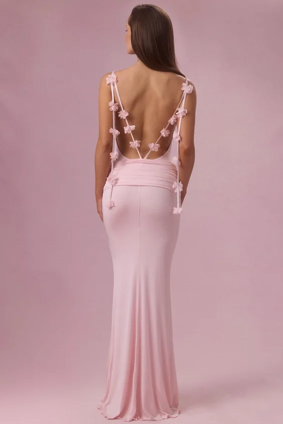 Alora Jersey draperad klänning i babyrosa Alora Jersey draperad klänning i babyrosa