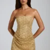 Amalina Embellished Bandeau A-Line Miniklänning i guld Amalina Embellished Bandeau A-Line Miniklänning i guld
