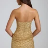 Amalina Embellished Bandeau A-Line Miniklänning i guld Amalina Embellished Bandeau A-Line Miniklänning i guld