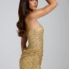 Amalina Embellished Bandeau A-Line Miniklänning i guld Amalina Embellished Bandeau A-Line Miniklänning i guld