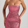 Amaya Embellished Strapless Bandeau Maxi Klänning i Watermelon Amaya Embellished Strapless Bandeau Maxi Klänning i Watermelon
