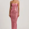 Amaya Embellished Strapless Bandeau Maxi Klänning i Watermelon Amaya Embellished Strapless Bandeau Maxi Klänning i Watermelon