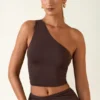 Andi Modal One-Shoulder Top i chokladbrunt Andi Modal One-Shoulder Top i chokladbrunt