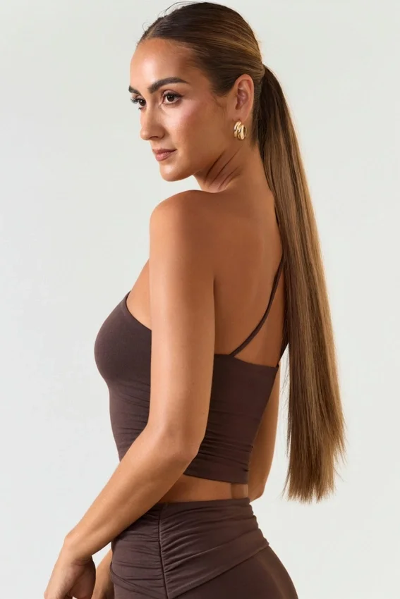 Andi Modal One-Shoulder Top i chokladbrunt Andi Modal One-Shoulder Top i chokladbrunt