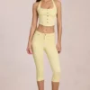 Anessa Capri-jeans med medelhög midja i citrongult Anessa Capri-jeans med medelhög midja i citrongult