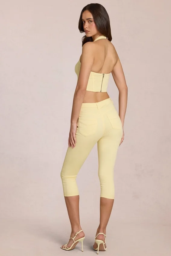 Anessa Capri-jeans med medelhög midja i citrongult Anessa Capri-jeans med medelhög midja i citrongult