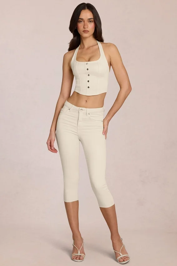 Anessa Capri-jeans med medelhög midja i färgen Ivory Anessa Capri-jeans med medelhög midja i färgen Ivory