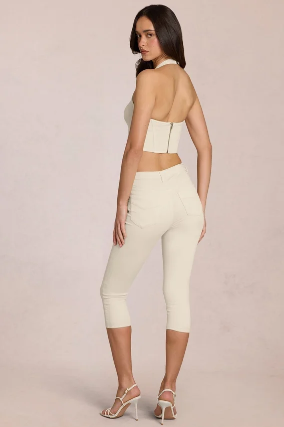 Anessa Capri-jeans med medelhög midja i färgen Ivory Anessa Capri-jeans med medelhög midja i färgen Ivory
