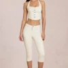 Anessa Capri-jeans med medelhög midja i färgen Ivory Anessa Capri-jeans med medelhög midja i färgen Ivory
