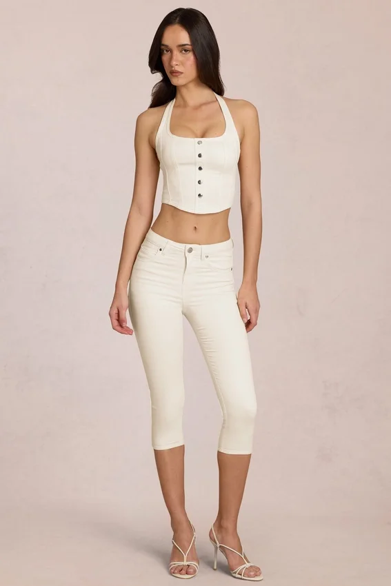 Anessa Capri-jeans med medelhög midja i färgen Ivory Anessa Capri-jeans med medelhög midja i färgen Ivory