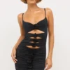 Aniela Slinky Jersey Rose Detail Cut Out Miniklänning i svart Aniela Slinky Jersey Rose Detail Cut Out Miniklänning i svart