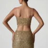 Ariana Embellished Cut-Out Crop Top i guld Ariana Embellished Cut-Out Crop Top i guld