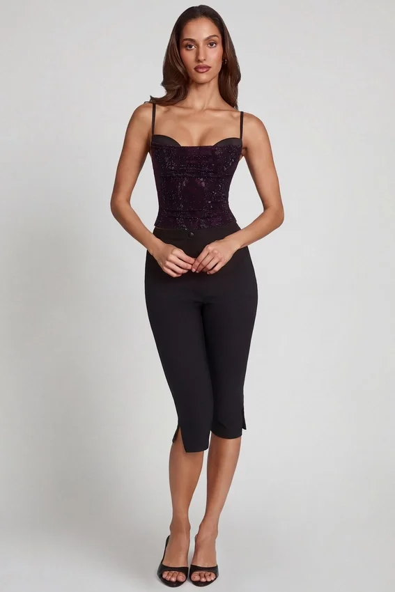 Armelia Embellished Peekaboo Cowl-Neck Top i Purple Snake Armelia Embellished Peekaboo Cowl-Neck Top i Purple Snake