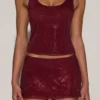 Aine Embellished Jersey Scoop-Neck Racerback Top i burgundy Aine Embellished Jersey Scoop-Neck Racerback Top i burgundy
